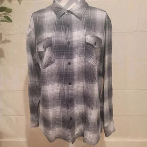 Hurley Paradise City Flannel Men’s Shirt Size L Black Gray Casual Lifestyle